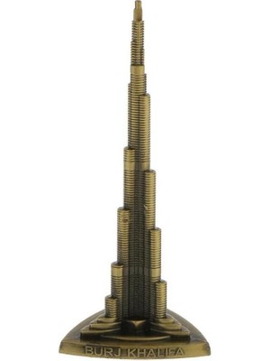 Dünyadan Hediyeler Vintage Metal Burj Khalifa Biblo Antik Bronz 25 cm Burç Halife