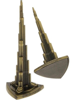 Dünyadan Hediyeler Vintage Metal Burj Khalifa Biblo Antik Bronz 25 cm Burç Halife