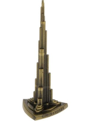 Dünyadan Hediyeler Vintage Metal Burj Khalifa Biblo Antik Bronz 22 cm Burç Halife