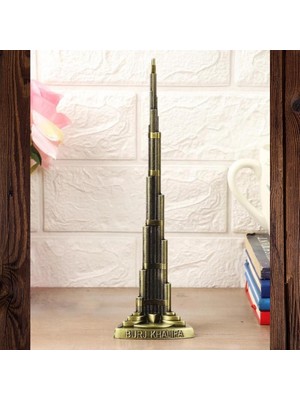 Dünyadan Hediyeler Vintage Metal Burj Khalifa Biblo Antik Bronz 22 cm Burç Halife