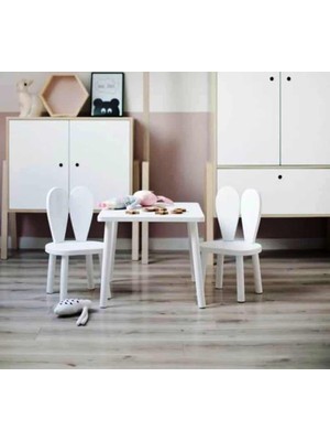 Ahsel Ahşap Montessori Tavşan Masa Sandalye, Montessori Çocuk Odası Mobilyası, Hediye