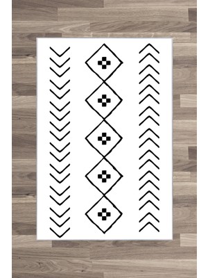 Artizon  Tekstil Artızon Halı ART-231 Beyaz Taban Dekoratif Kilim Ince Yıkanabilir Süngerli Dot Taban Salon Halısı