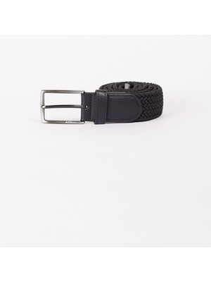 Altınyıldız Classics Erkek Siyah Casual Suni Deri Örme Jean Kot Kemeri
