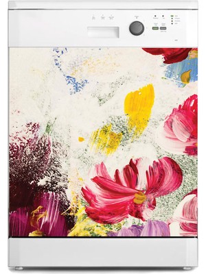 Sticker Art Bulaşık Makinesi Sticker Kaplama Beyaz Eşya Kaplama Tuval Çiçek