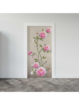 Sticker Art Kapı Giydirme Kapı Sticker Folyosu Pembe Gül