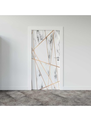 Sticker Art Kapı Giydirme Kapı Sticker Folyosu Geometrik Mermer