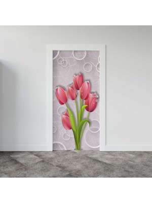 Sticker Art Kapı Giydirme Kapı Sticker Folyosu Kırmızı Gül