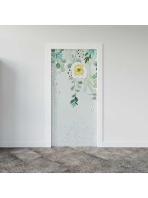 Sticker Art Kapı Giydirme Kapı Sticker Folyosu Sarı Çiçek