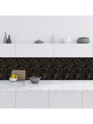 Sticker Art Mutfak Tezgah Arası Folyo Fayans Kaplama Folyosu Siyah Çizgiler 60X300 cm