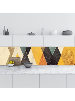 Sticker Art Mutfak Tezgah Arası Folyo Fayans Kaplama Folyosu Teknik Geometri 60X500 cm
