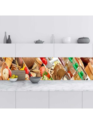 Sticker Art Mutfak Tezgah Arası Folyo Fayans Kaplama Folyosu Sağlıklı Yaşam 60X100 cm