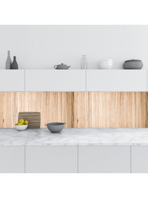 Sticker Art Mutfak Tezgah Arası Folyo Fayans Kaplama Folyosu Ahşap Plaka Desen 60X300 cm