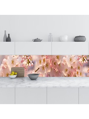 Sticker Art Mutfak Tezgah Arası Folyo Fayans Kaplama Folyosu Açan Çiçekler 60X200 cm