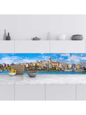 Sticker Art Mutfak Tezgah Arası Folyo Fayans Kaplama Folyosu Istanbul Galata 60X500 cm
