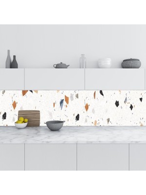 Sticker Art Mutfak Tezgah Arası Folyo Fayans Kaplama Folyosu Terrazzo Stone 60X500 cm
