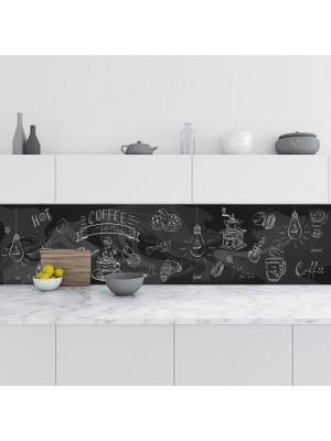 Sticker Art Mutfak Tezgah Arası Folyo Fayans Kaplama Folyosu Coffee Menu 60X100 cm