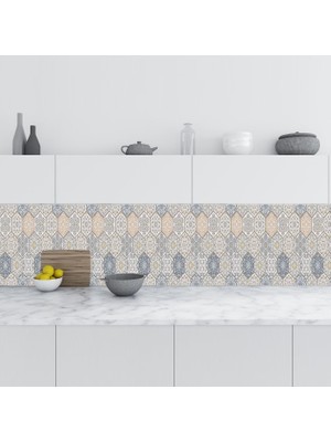 Sticker Art Mutfak Tezgah Arası Folyo Fayans Kaplama Folyosu Türk Osmanlı Motif 60X400 cm