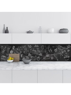 Sticker Art Mutfak Tezgah Arası Folyo Fayans Kaplama Folyosu Cooking Time 60X200 cm