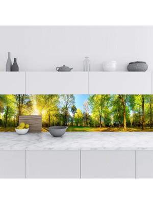 Sticker Art Mutfak Tezgah Arası Folyo Fayans Kaplama Folyosu Bahar Manzarası 60X400 cm