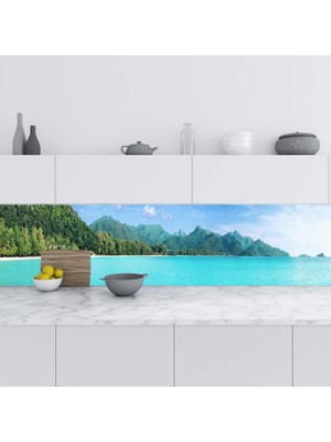 Sticker Art Mutfak Tezgah Arası Folyo Fayans Kaplama Folyosu Tayland Adası 60X200 cm