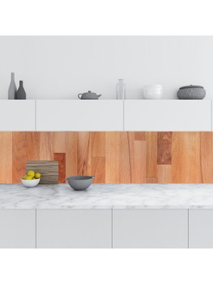 Sticker Art Mutfak Tezgah Arası Folyo Fayans Kaplama Folyosu Doğal Ahşap Tahta Desen 60X200 cm