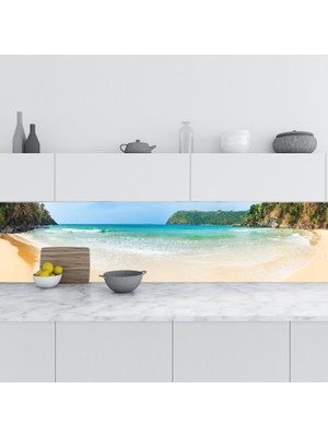 Sticker Art Mutfak Tezgah Arası Folyo Fayans Kaplama Folyosu Plaj Manzara 60X500 cm