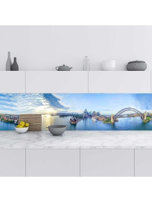 Sticker Art Mutfak Tezgah Arası Folyo Fayans Kaplama Folyosu Sidney Liman 60X300 cm