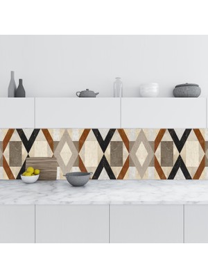 Sticker Art Mutfak Tezgah Arası Folyo Fayans Kaplama Folyosu Geometrik Dekorasyon 60X400 cm