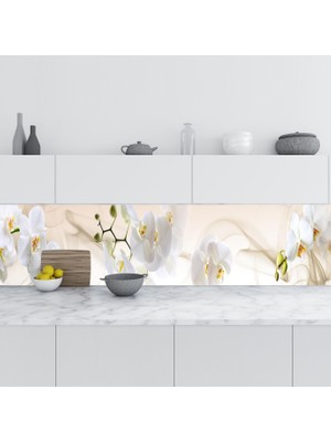 Sticker Art Mutfak Tezgah Arası Folyo Fayans Kaplama Folyosu Orkide Mutfak 60X200 cm