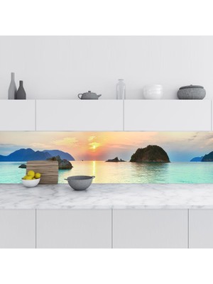 Sticker Art Mutfak Tezgah Arası Folyo Fayans Kaplama Folyosu Condao Vietnam 60X300 cm