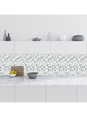 Sticker Art Mutfak Tezgah Arası Folyo Fayans Kaplama Folyosu Terrazzo Döşeme 60X400 cm