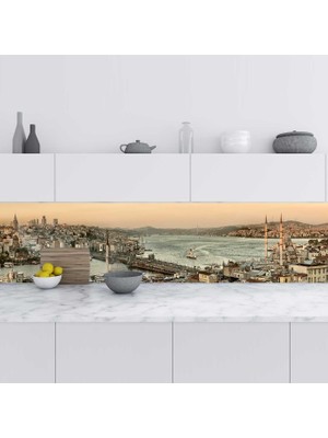 Sticker Art Mutfak Tezgah Arası Folyo Fayans Kaplama Folyosu Panoramik Istanbul 60X100 cm