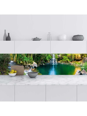 Sticker Art Mutfak Tezgah Arası Folyo Fayans Kaplama Folyosu Şelale Göl 60X200 cm