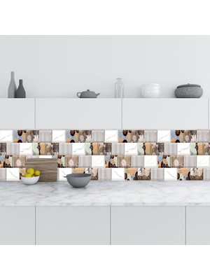 Sticker Art Mutfak Tezgah Arası Folyo Fayans Kaplama Folyosu Renkli Duvar Karosu 60X400 cm