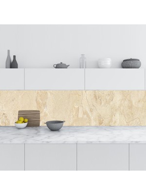 Sticker Art Mutfak Tezgah Arası Folyo Fayans Kaplama Folyosu Sarı Yeni Mermer 60X200 cm