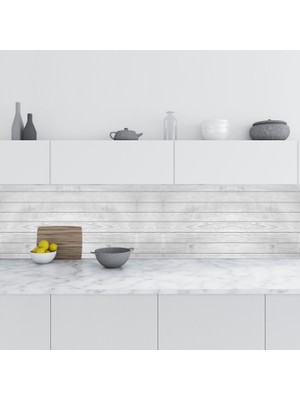 Sticker Art Mutfak Tezgah Arası Folyo Fayans Kaplama Folyosu Beyaz Parke Doku 60X300 cm