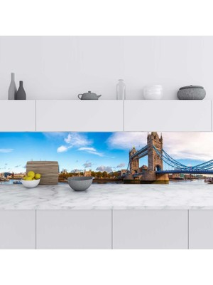 Sticker Art Mutfak Tezgah Arası Folyo Fayans Kaplama Folyosu Londra Silüet 60X400 cm