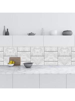 Sticker Art Mutfak Tezgah Arası Folyo Fayans Kaplama Folyosu Beyaz Kumtaşı 60X100 cm