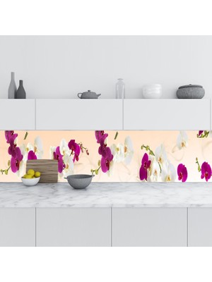 Sticker Art Mutfak Tezgah Arası Folyo Fayans Kaplama Folyosu Orkide Panoramik 60X300 cm