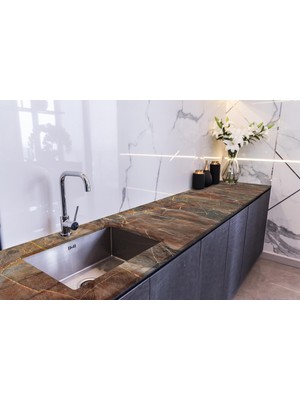 Sticker Art Tezgah Üstü Fayans Kaplama Folyosu Mutfak Tezgahı Kaplama Grunge Taş 70 cm x 4 Metre