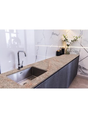 Sticker Art Tezgah Üstü Fayans Kaplama Folyosu Mutfak Tezgahı Kaplama Pink Beige Marble 70 cm x 2 Metre