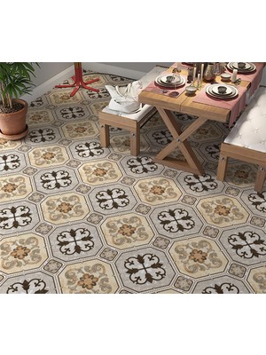 Sticker Art Yer Kaplama Zemin Kaplama Folyosu 65X130 cm Sekizgen Mermer