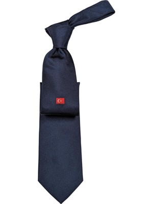 1001 Kravat Türk Bayrağı Desenli %100 Ipek Hediye Kutulu Klasik Kravat