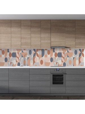 Sticker Art Mutfak Tezgah Arası Folyo Fayans Kaplama Folyosu Kahve Geometrik Mozaik 60X200 cm