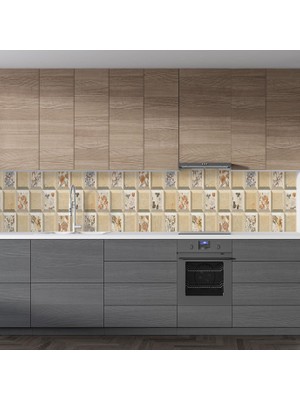 Sticker Art Mutfak Tezgah Arası Folyo Fayans Kaplama Folyosu Renkli Doğal Karo 60X400 cm