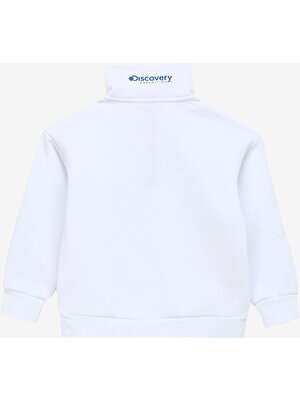 Discovery Expedition Beyaz Kız Çocuk Dik Yaka Crop Baskılı Sweatshirt D3WG-SWT25