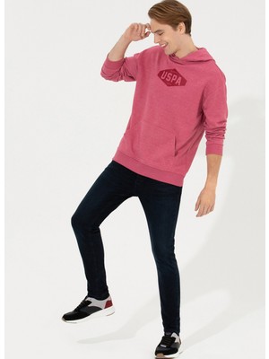 U.S. Polo Assn.  Kapüşon Yaka Koyu Pembe Erkek Sweatshırt Rc-Vana