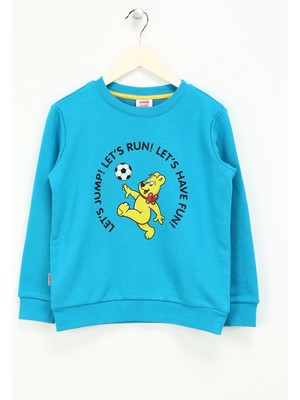 Haribo Baskılı Erkek Çocuk Turkuaz Sweatshırt HRBTXT305 Haribo Çocuk Sweatshirt