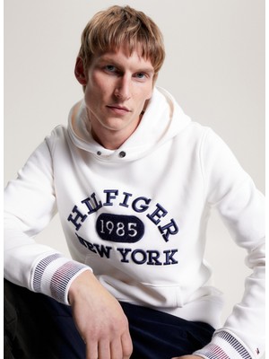 Tommy Hilfiger Kapüşon Yaka Beyaz Erkek Sweatshırt MW0MW32682YBH