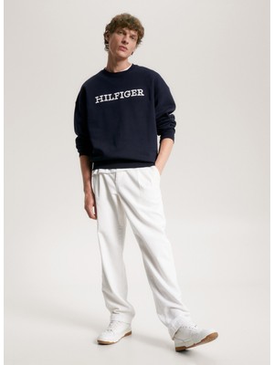 Tommy Hilfiger Bisiklet Yaka Mavi Erkek Sweatshırt MW0MW32726DW5